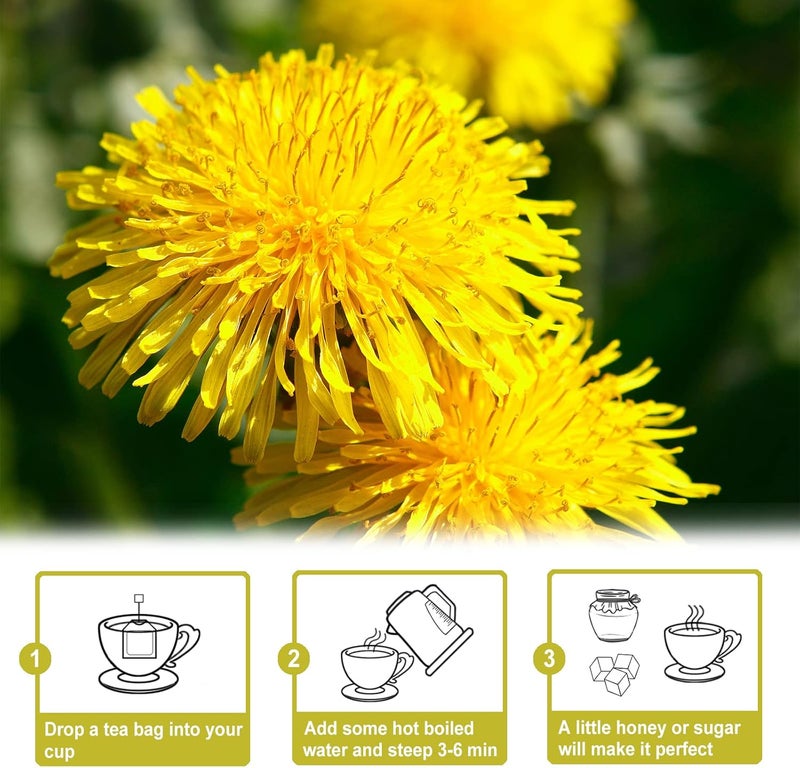 TEARELAE Dandelion Root Tea - 50 Count Premium Raw Tea Bags - Caffeine Free - Image 5